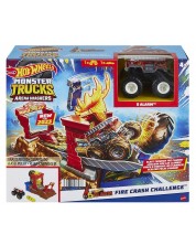 Комплект Hot Wheels Monster Trucks - Световна арена, Fire Crash Challenge -1