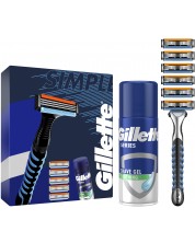 Gillette Комплект за бръснене Гел, 75 ml + Самобръсначка с резервни ножчета, 6 броя
