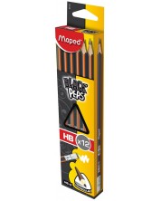 Комплект моливи с гума Maped Black'Peps - HB, 12 броя -1