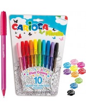 Комплект химикалки Carioca - Fiorella Fluo, 10 цвята