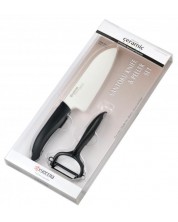 Комплект керамичен нож с белачка Kyocera - черен