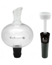 Комплект Vin Bouquet - Стъклен мини декантер и вакуум помпа