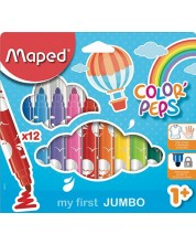Комплект джъмбо флумастери Maped Color Peps - Early Age, 12 цвята -1