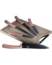 Комплект от 5 ножа Berlinger Haus - I-Rose Collection, с дъска за рязане -1