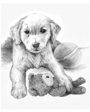 Комплект за рисуване на графика Royal - Кученце, 23 х 30 cm
