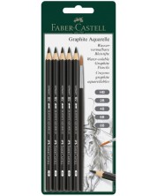 Комплект акварелни моливи Faber-Castell Graphite Aquarelle - С четка, 5 броя -1