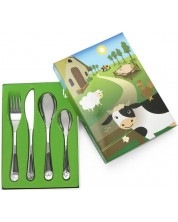 Комплект детски прибори за хранене Zilverstad - Ферма, 4 части -1