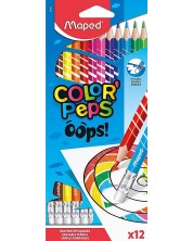 Комплект моливи Maped Color Peps Oops - 12 цвята, изтриваеми -1