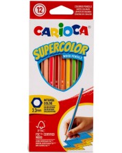 Комплект цветни моливи Carioca - Supercolor Hexagon, 12 цвята -1