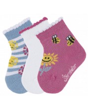 Комплект детски чорапи Sterntaler - На слънца, 17/18 размер, 6-12 месеца, 3 чифта
