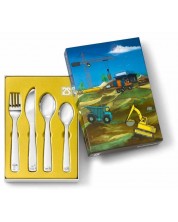 Комплект детски прибори за хранене Zilverstad - Строителни машини, 4 части -1