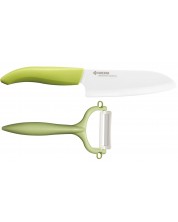 Комплект нож и белачка KYOCERA , в кутия, бели/зелени