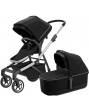 Комбинирана бебешка количка 2 в 1 Thule - Sleek, Midnight Black Aluminum -1
