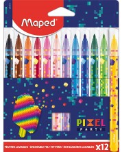Комплект флумастери Maped Color Peps - Pixel Party, 12 цвята