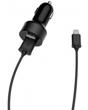 Зарядно за кола Devia - 5224, USB-A, кабел Micro USB, черно