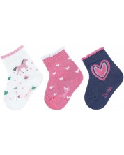 Комплект детски чорапи Sterntaler - Сърца, 17/18 размер, 6-12 м, 3 чифта