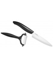 Комплект керамичен нож с белачка  Kyocera - черен, 11 cm -1