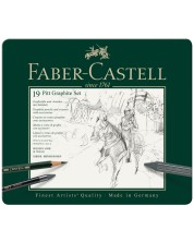 Комплект моливи Faber-Castell Pitt Graphite - 19 броя, в метална кутия -1