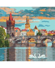 Комплект за рисуване по номера Ideyka - Вечерна Прага, 40 х 40 cm