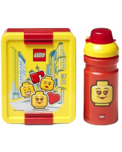 Комплект бутилка и кутия за храна Lego - Iconic Classic, червен, жълт