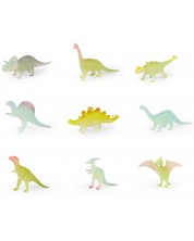 Комплект фигурки Rappa - Динозаври, светещи в тъмното, 9 броя, 6-7 cm