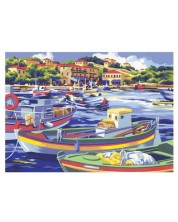 Комплект за рисуване с акрилни бои Royal - Пристанище, 39 х 30 cm