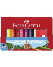 Комплект цветни моливи Faber-Castell Castel - 48 цвята, метална кутия -1