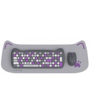 Комплект мишка, клавиатура и пад Canyon - CNS-HSETW6VT, безжичен, лилав