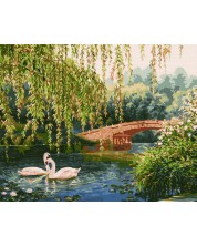 Комплект за рисуване по номера Ideyka - Лебеди в езерото, 40 х 50 cm -1