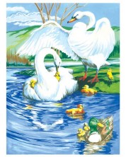 Комплект за рисуване с акрилни бои Royal - Лебеди, 22 х 30 cm -1