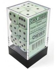 Комплект зарове Chessex Opaque Pastel - Green/black, 12 броя -1
