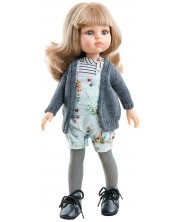 Комплект дрехи за кукла Paola Reina Amigas - Гащеризон и сива жилетка, 32 cm -1