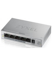 Суич ZyXEL - GS1005HP, 5-Port GbE Unmanaged PoE Switch, сив -1