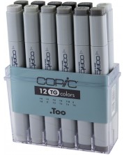 Комплект маркери Too Copic Classic - Сиви тонове, 12 цвята -1