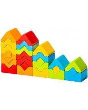 Комплект дървени блокчета Cubika - Цветни кули, 25 броя -1
