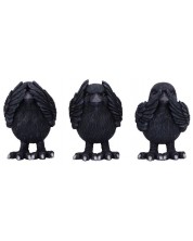 Комплект статуетки Nemesis Now Adult: Humor - Three Wise Ravens, 8 cm