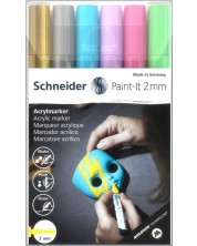 Комплект акрилни маркери Schneider Paint-It 310 - 2 mm, 6  цвята -1