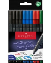 Комплект тънкописци Faber-Castell Grip - Basic Colors, 0.4 mm, 10 броя -1