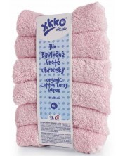 Комплект хавлиени кърпи от памук Xkko - Baby Pink, 21 х 21 cm, 6 броя