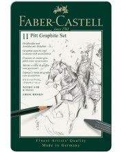 Комплект моливи Faber-Castell Pitt Graphite - 11 броя, в метална кутия -1