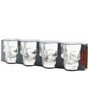 Комплект чаши за шот Kikkerland - Череп, 4 броя -1
