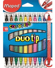 Комплект двувърхи флумастери Maped Color Peps Duo Tip - 10 цвята -1