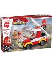 Конструктор Qman Mine City - Пожарен автомобил със стълба