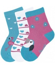 Комплект детски чорапи Sterntaler - С птици, 19/22 размер, 12-24 месеца, 3 чифта