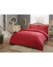 Комплект за спалня от 100% памук TAC - Basic Red, 230 х 260 cm, 4 части -1