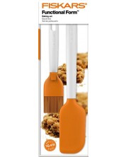 Комплект шпатула и четка Fiskars - Functional Form, оранжево и бяло