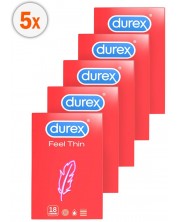 Комплект Feel Thin Презервативи, 5 х 18 броя, Durex -1