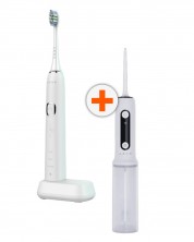 Комплект електрическа четка за зъби AENO - Sonic DB3 + Зъбен душ AENO - ADI0001, бял