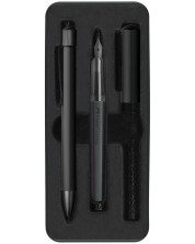 Комплект химикалка и писалка Faber-Castell Hexo - Черен мат