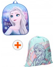 Комплект за детска градина Vadobag Frozen II - Раница и спортна торба, Elsa, синьо и розово